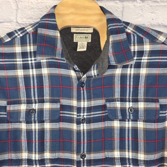 L.L. Bean Other - LL Bean Men Blue Plaid Button Fleece Lined Flannel Shirt Jacket Size XLT TALL